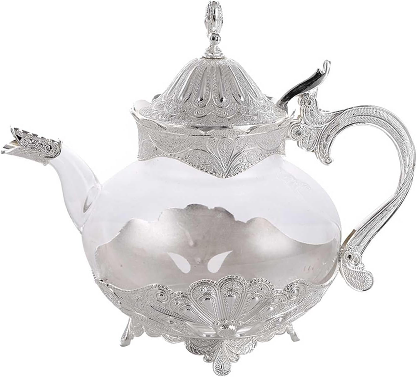 Coffee Pot Kettle Whistle European Style 100ml Wine Pot Glass Metal Teapot with Lid Home Office Palace