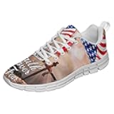 Faith Over Fear Jesus Christian Cross American Flag Shoes for Women Men Tennis Shoes 3D Print Fashion Running Sneakers