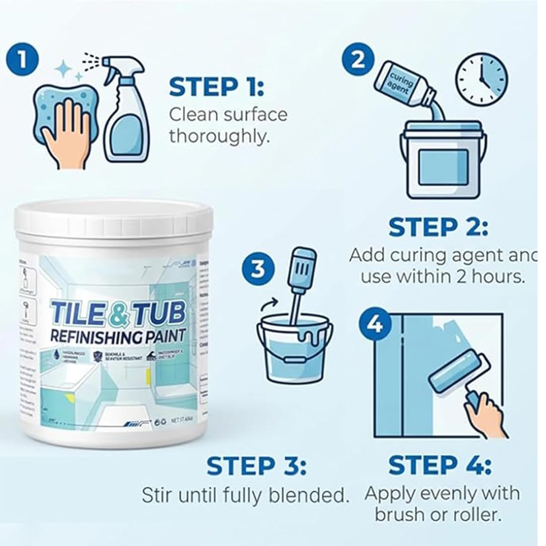 Générique Kit de peinture de rénovation haut de gamme pour carrelage et baignoire, peinture à base d'eau avec outils, séchage rapide, faible odeur, fort pouvoir couvrant (Beige,500g)