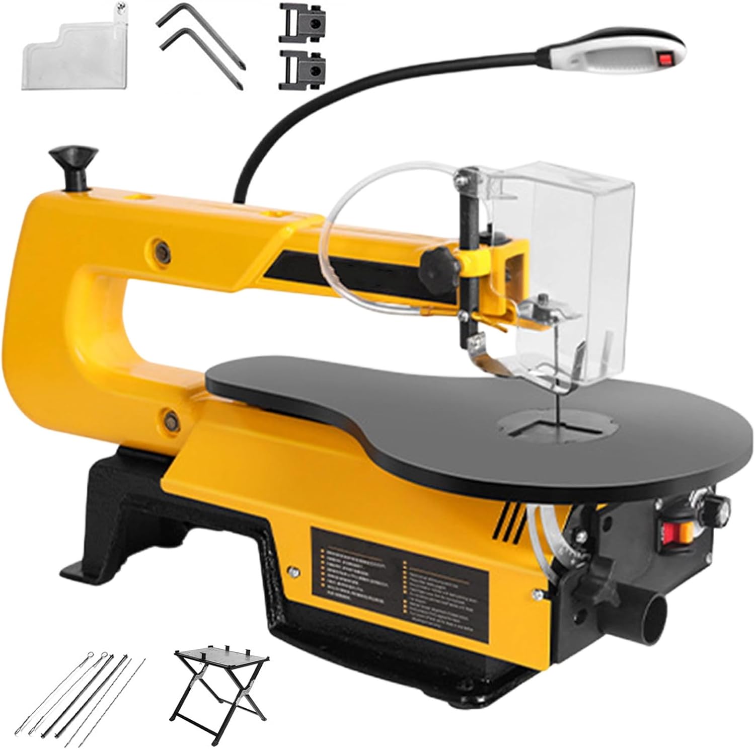 16" Variable Speed Scroll Saw, Throat Width, 550-1650 RPM, Scroll Saw, 10 Saw Blade, 55mm Cut Depth, for Wood DIY Projects, w/Flexi Shaft + Foot Pedal High-EndVersion-B