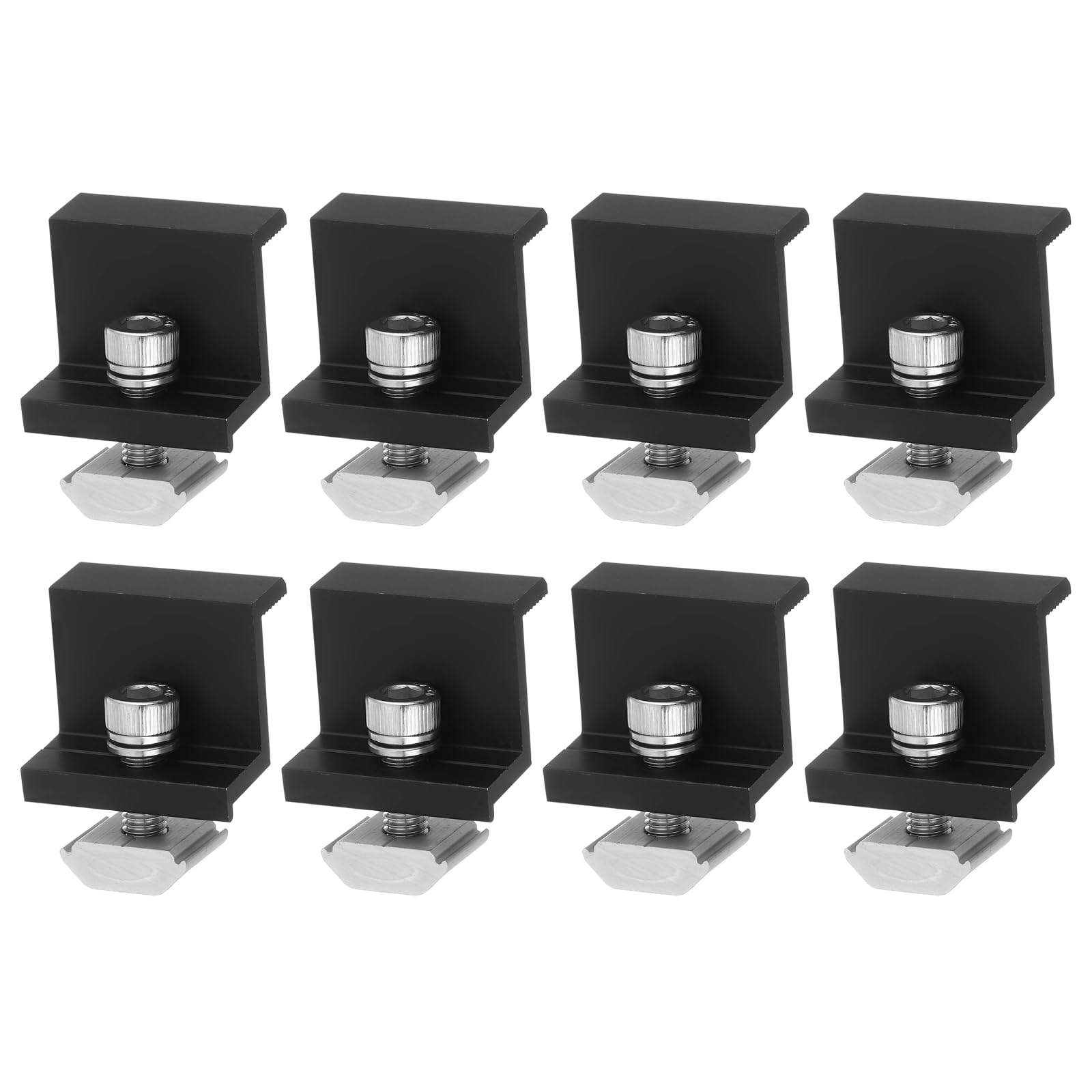 uxcell 8 morsetti terminali solari, 30 mm, in alluminio, regolabili, staffa di montaggio per pannello solare, morsetti a Z, per sistema di montaggio fotovoltaico, nero