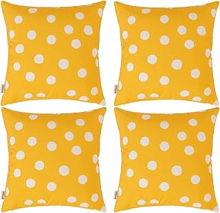 Beydodo Cojines Fundas Decorativas Amarillo,Funda de Cojines Pack 4 Color Sólido con Lunares Fundas Cojines 45 45cm
