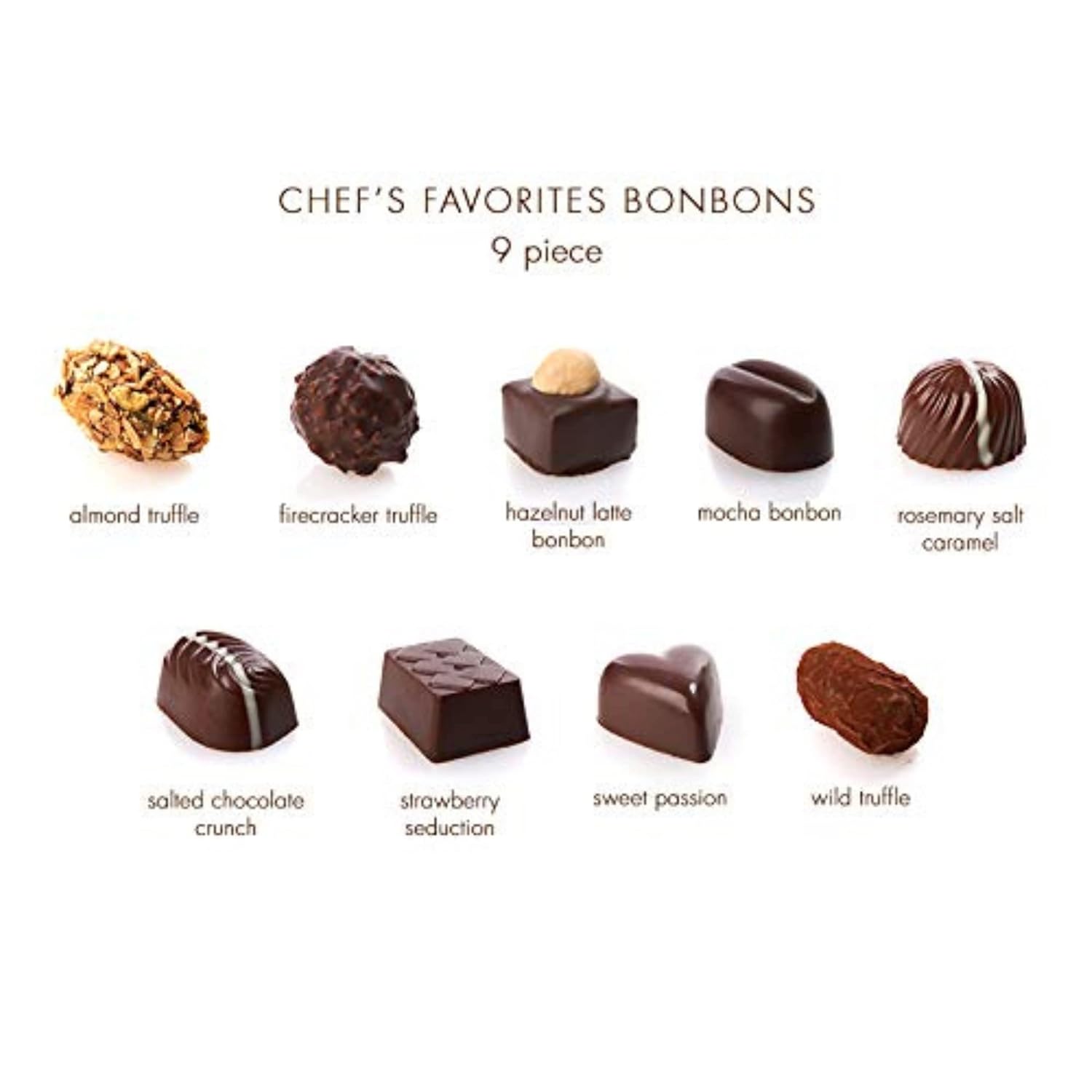 Chuao Chocolatier Chef's Favorites Bonbons Gift Box | Gourmet Assorted Dark & Milk Chocolate Artisan No Preservatives | For Gift Baskets, Christmas, Valentines Day, Birthday| 9 Piece
