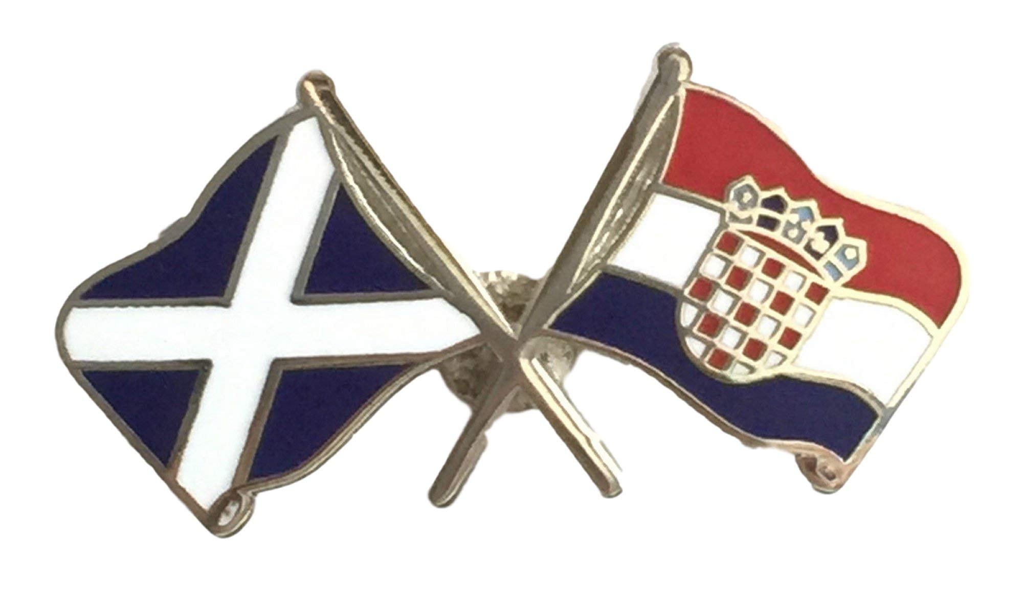 Scotland & Croatia Flags Friendship Courtesy Enamel Lapel Pin Badge T961