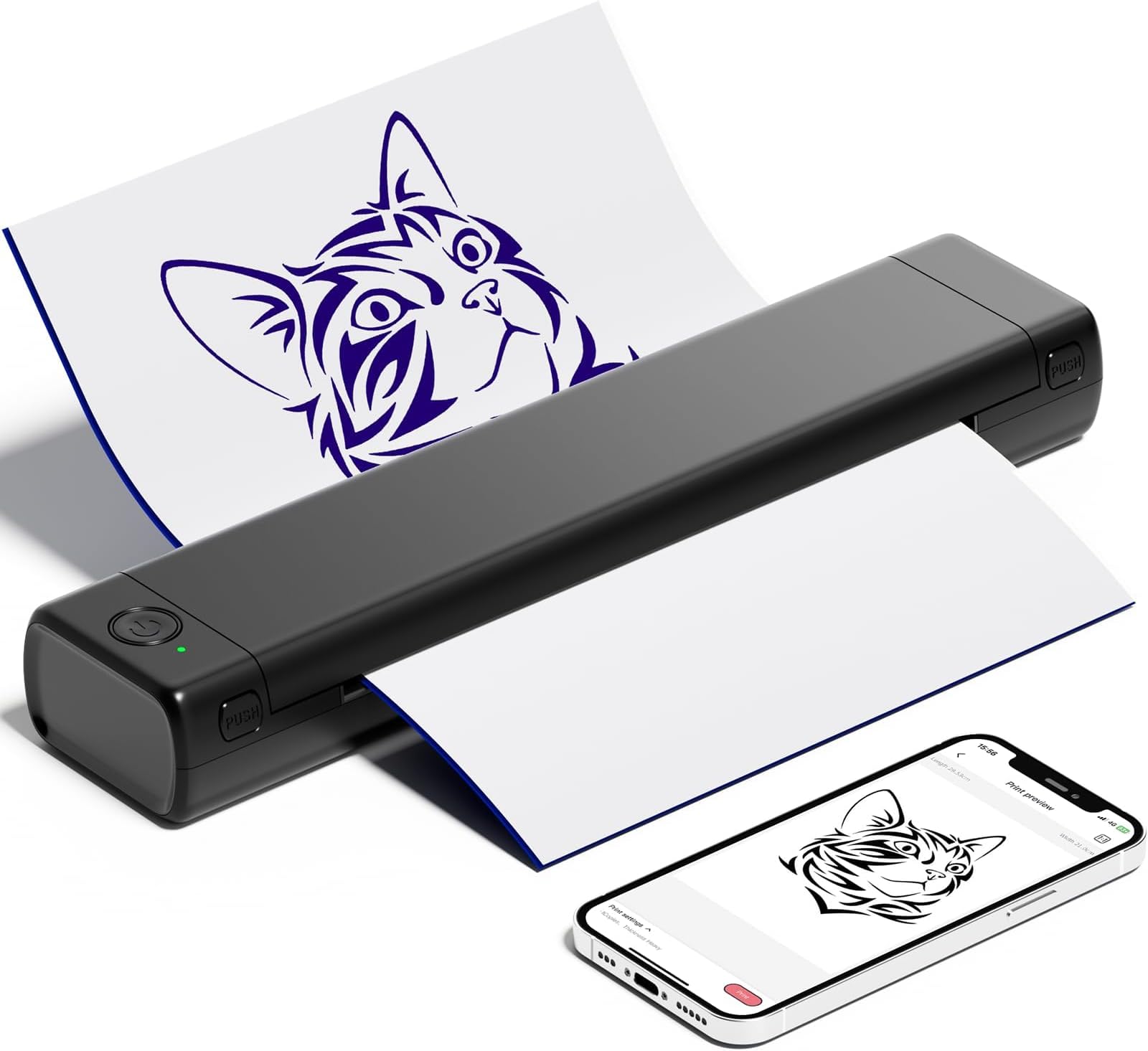 COLORWING M08F Tattoo Stencil Printer Bluetooth, Wireless Thermal Transfer Machine for Skin, Small A4 Paper (Black)