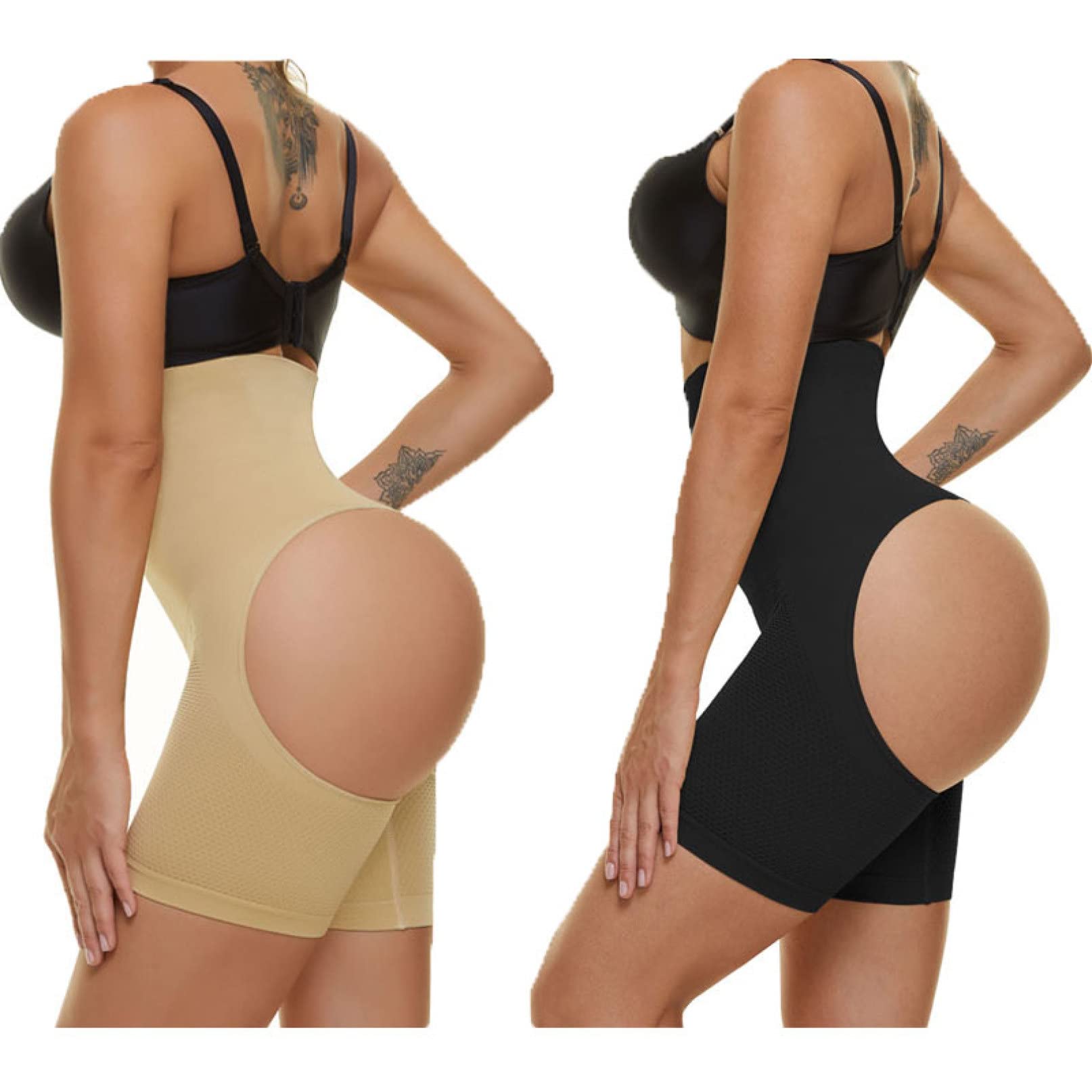 ISCBAFYX Body z funkcją treningu talii, push up, unoszą pośladki, figi wyszczuplają brzuch, spodenki modelują ze stali szydełkowej