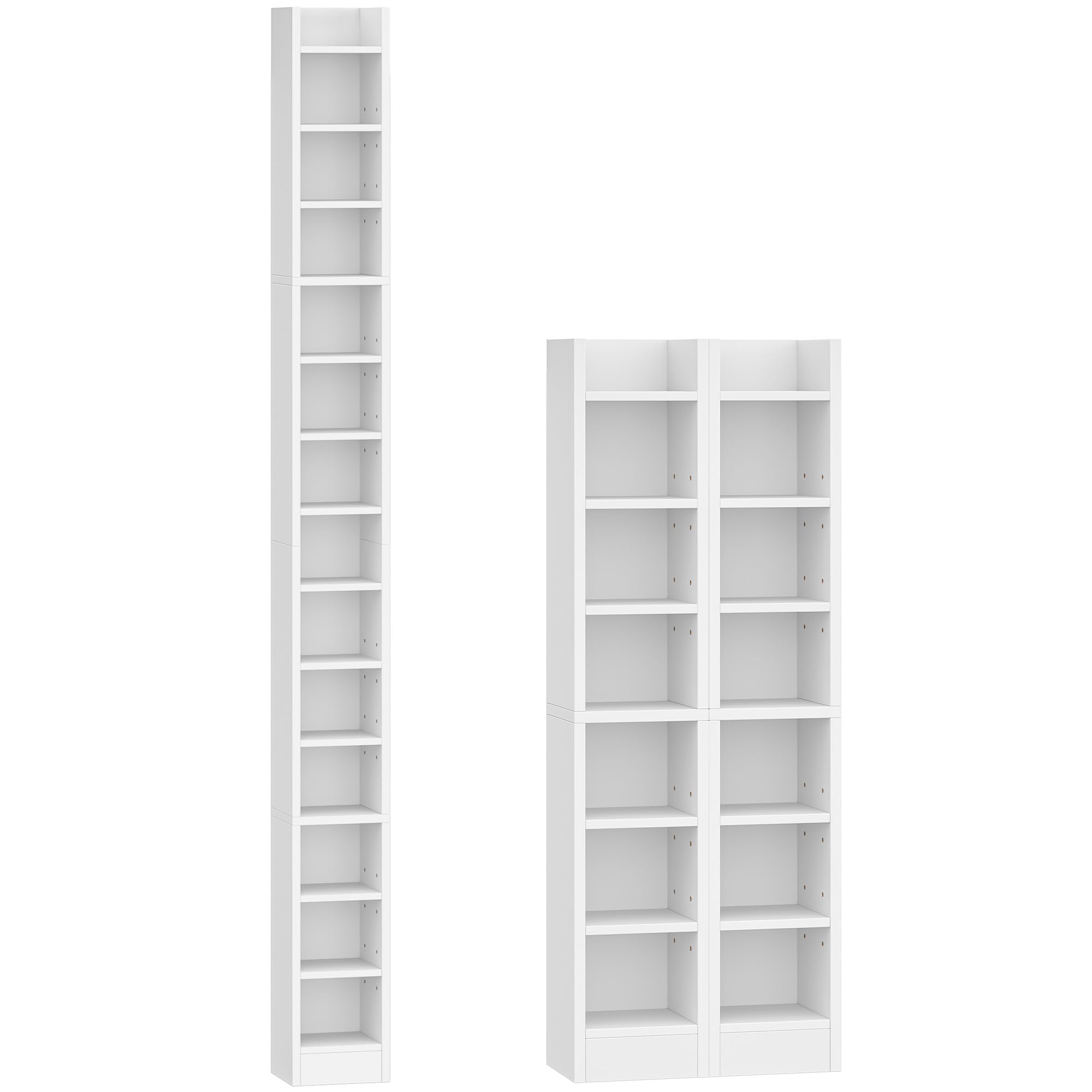 Hzuaneri Porta CD DVD a Colonna, 272 CD, 14 Ripiani Regolabili, Supporto di Archiviazione, 17 x 20 x 213 cm, Mobile Libreria Alto Salvaspazio per Soggiorno, Studio, Bianco CR21403XV1
