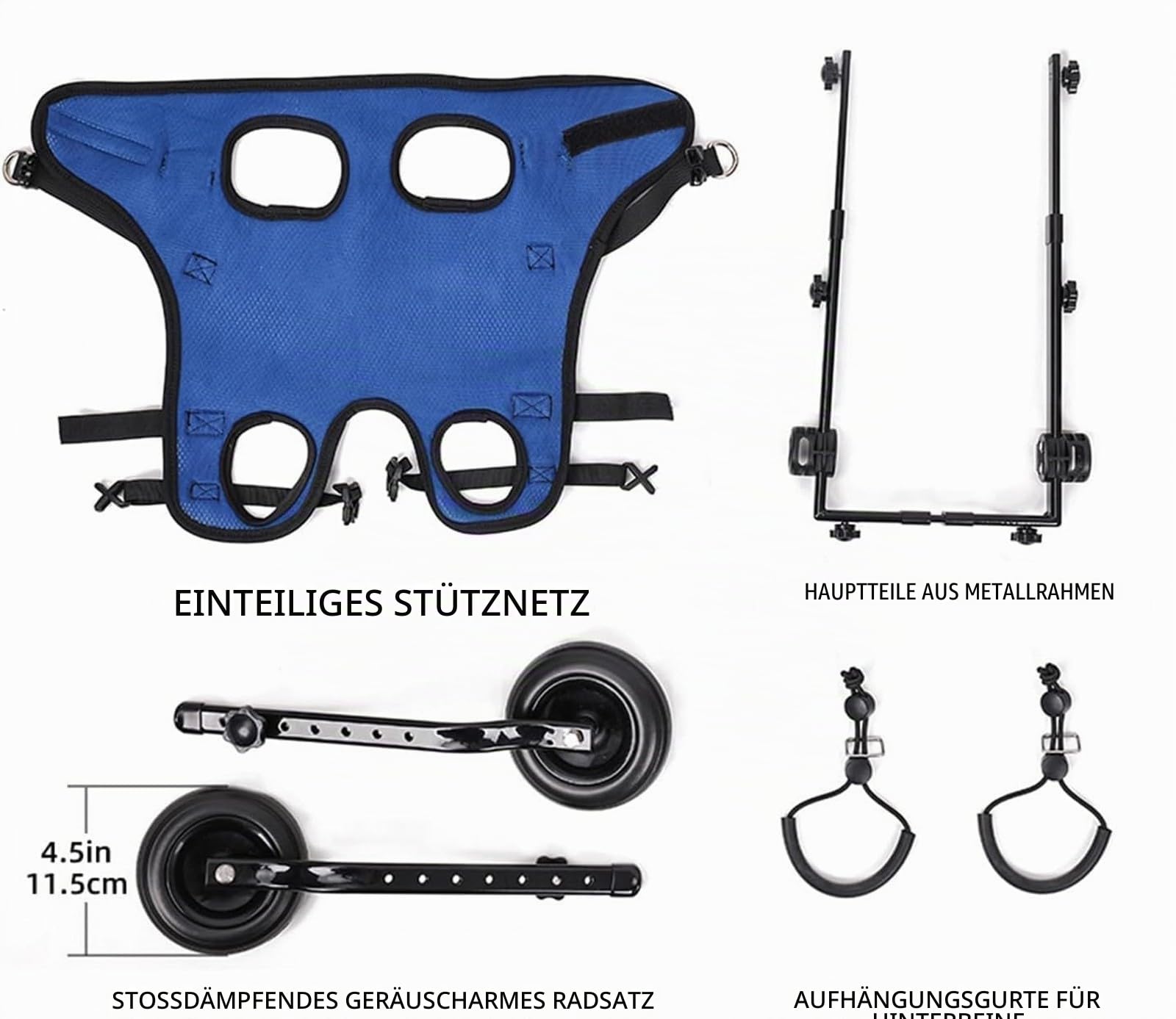 Hunderollstuhl für die Hinterbeine, Mobilitätshilfen für Behinderte Haustiere, Beinschiene und Hüftstütze für Hunde(Medium)
