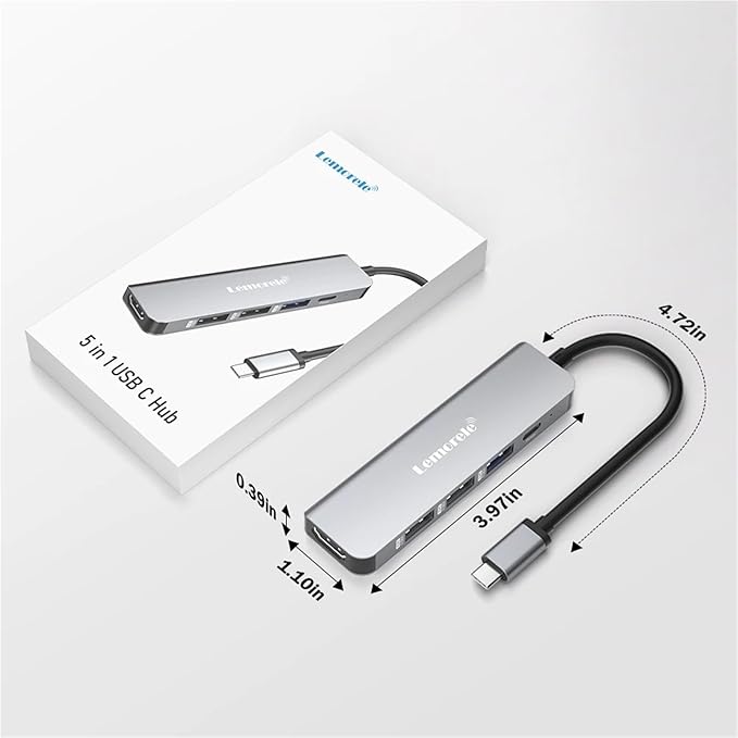 Hub USB C 5 en 1 TC101 4K HDMI 100W PD USB 3.0 5Gbps miniatura 6