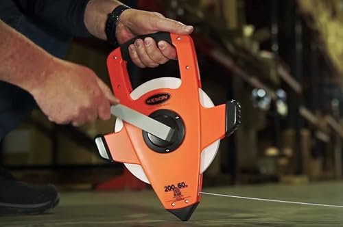 Miniatura 12 de Keson NRS18M330 Cinta métrica de hoja de acero reforzado con nailon, rebobinado de velocidad con doble gancho (graduaciones pies., in., 18 y m, cm,