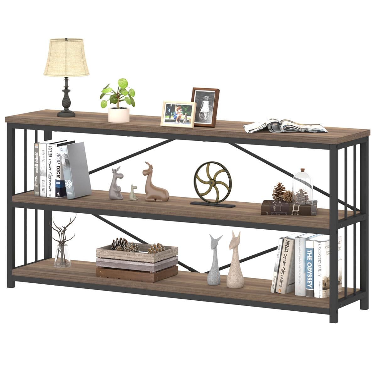 Amazon.com: IBF Industrial 3 Tier Bookshelf, Rustic Low Wood and