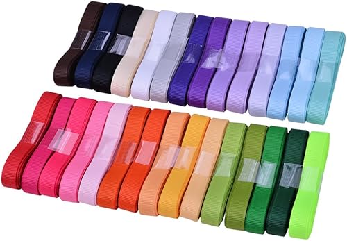 Miniatura 2 de Ribest Juego de cintas de grogrén sólido de 38 pulgadas para envolver regalos y accesorios para el cabello con lazo, 60 yardas (2 yardas x 30