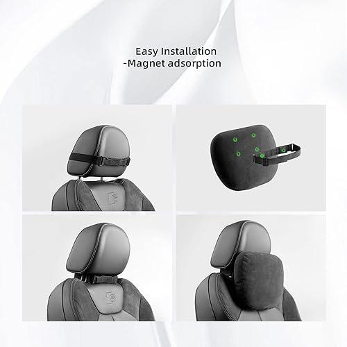 Miniatura 5 de Almohada para reposacabezas soporte para el cuello doble cara alcantara italiana y piel de napa desmontable almohada de viaje universal de primera