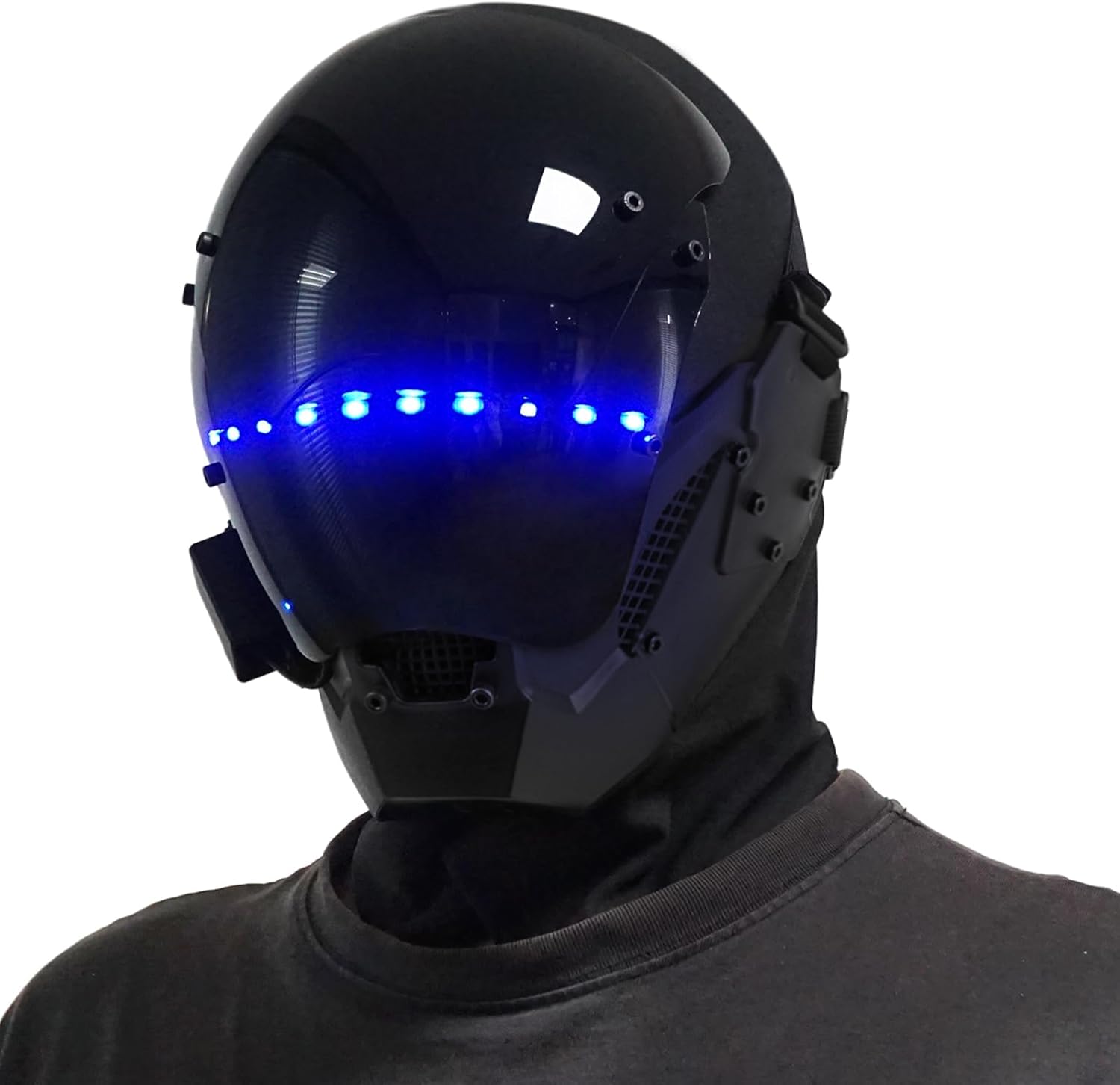 Punk Mask Cosplay for Men, Futuristic Samurai Cosplay Costume Accessory, Techwear Punk Helmet for Halloween