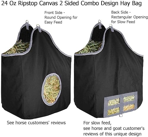 Miniatura 3 de Derby Originals Bolsa grande de heno de caballo de lona de 24 onzas, diseño combinado de 2 caras, refuerzo ancho y 6 meses de garantía