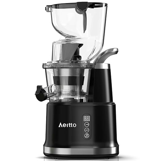 Aeitto Slow Juicer, Slow Masticating Juicer Machine with Big Wide 81mm Chute 900 ml Juice Cup, Cold Press Juicer for Nutrient Fruits and Vegetables, Juicer Machine BPA-Free, Easy to Clean