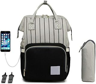 AISENPARTS Borsa per pannolini Zaino da viaggio impermeabile per bambini con porta di ricarica USB Zaino per la cura della mummia Borsa per neonati di grande capacità Borsa per pannolini
