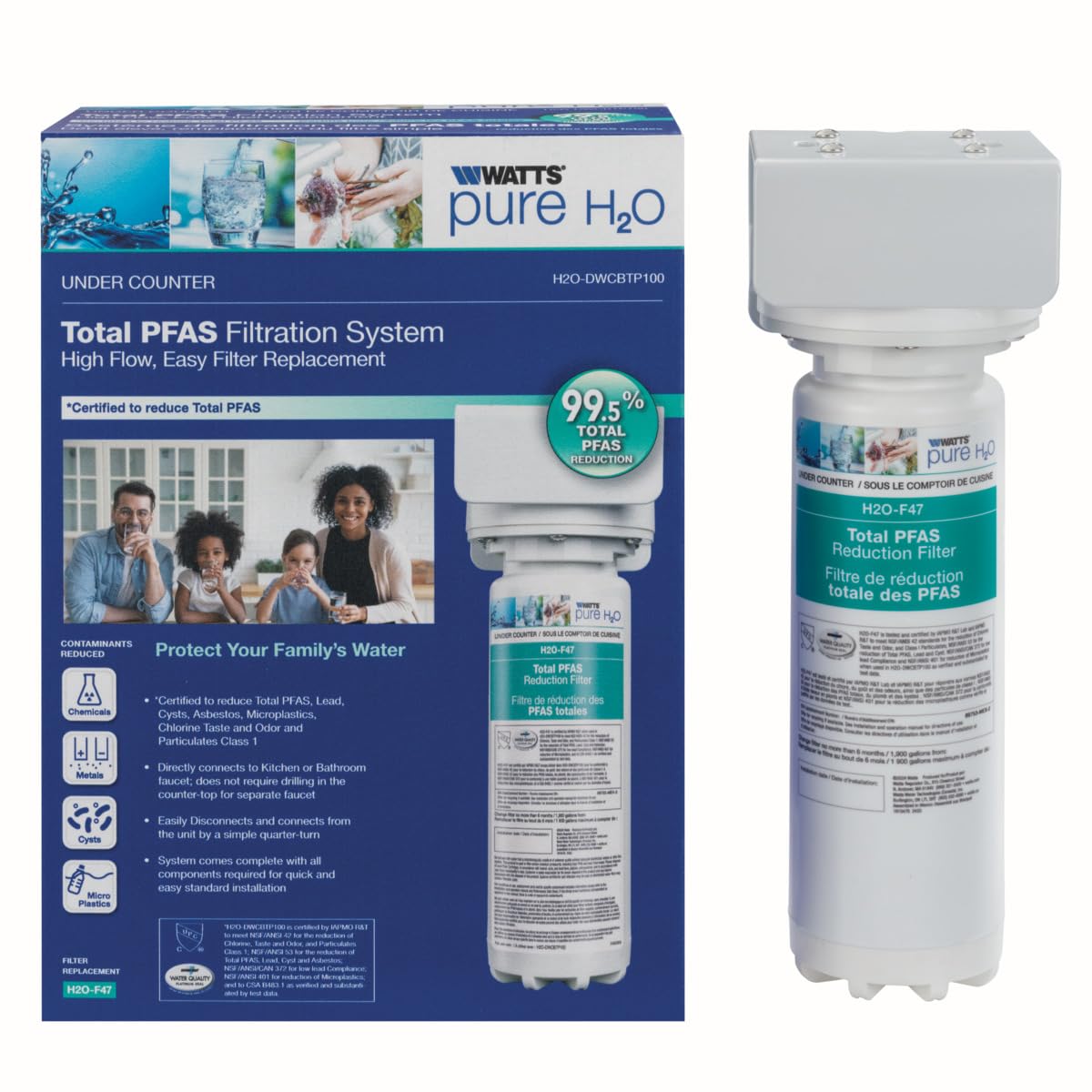 Watts Premier H2O-DWCBTP100 Single-Stage Total PFAS Reduction Under Counter Water Filtration System Reduces Forever Chemicals High Flow Rate — view 3
