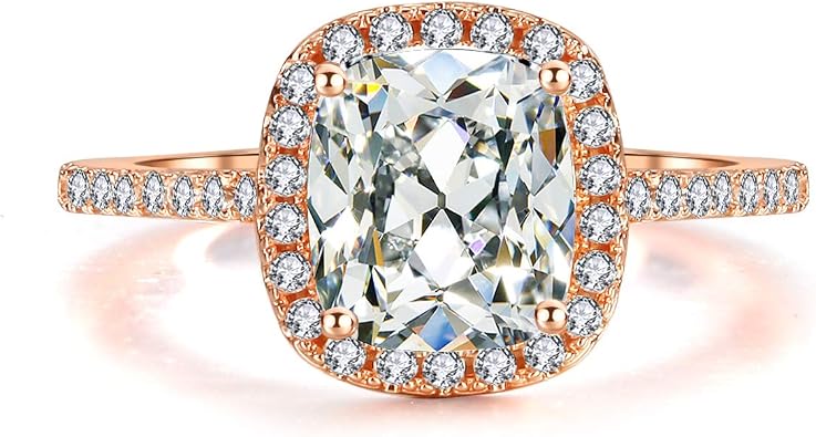 2.25 Ct Cushion Cut Anniversary Ring Cubic Zirconia Accented Halo Engagement Ring