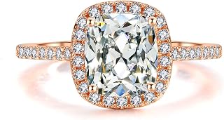 2.25 Ct Cushion Cut Anniversary Ring Cubic Zirconia Accented Halo Engagement Ring