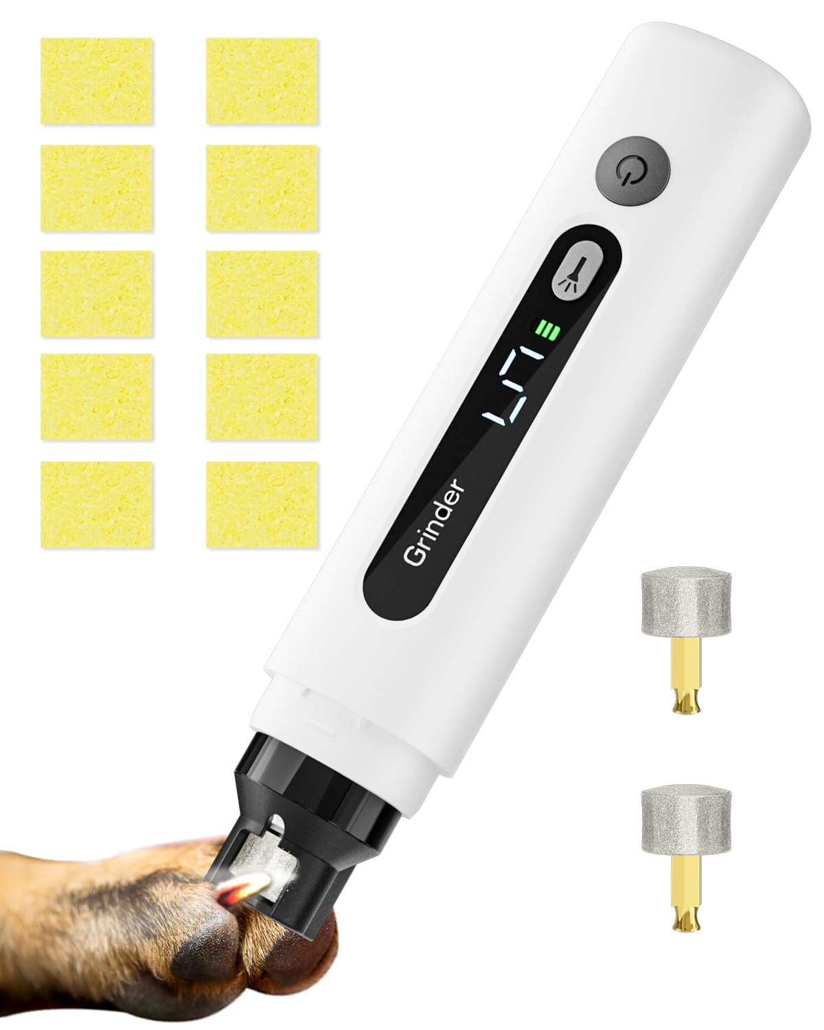 weini Dog Nail Grinder Upgraded-Professional 5-Speed Electric Rechargeable Pet Nail Trimmer Painless Paws Grooming & Smoothing, Sponge Dust Collection