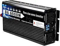Inversor de onda senoidal pura de 6000 watts, conversor de 12V-72V CC para 110V/230V CA, para fornecimento de energia solar de emergência em trailers e motorhomes