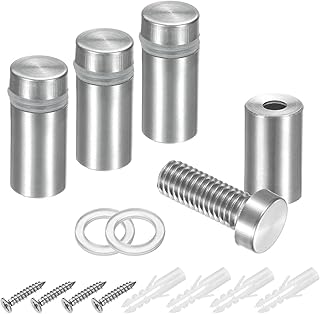 uxcell 4Pcs Sign Standoff Screws, 15/32" x 1" Stainless Steel Wall Standoff Mount Hardware Advertising Glass Nail for Glass Acrylic Panel Picture Frame, Silver Tone