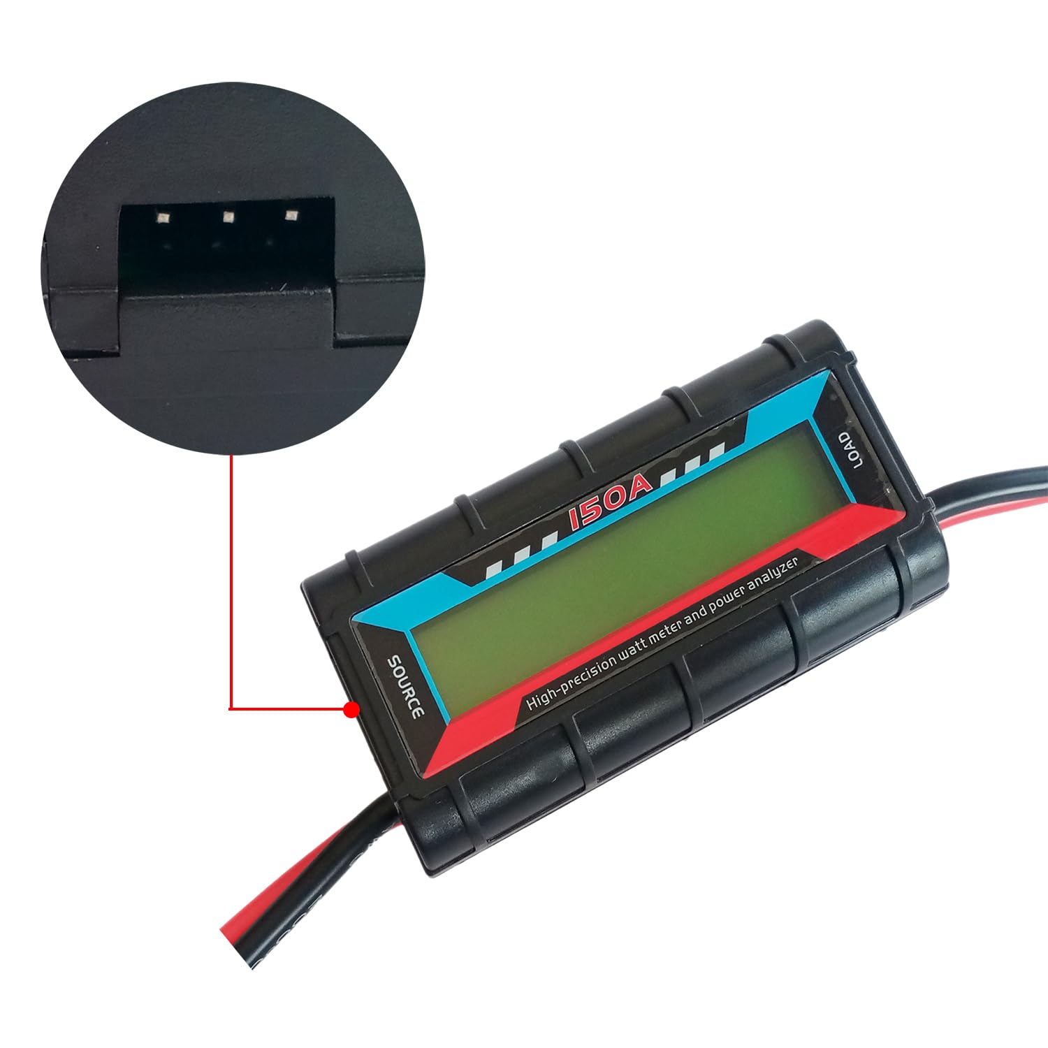 150A RC Watt Meter, Analizzatore di potenza ad alta precisione, DC 0-60V Volt Amp Watt Checker Tester, con schermo LCD giallo digitale per tensione, corrente, potenza, carica e misurazione