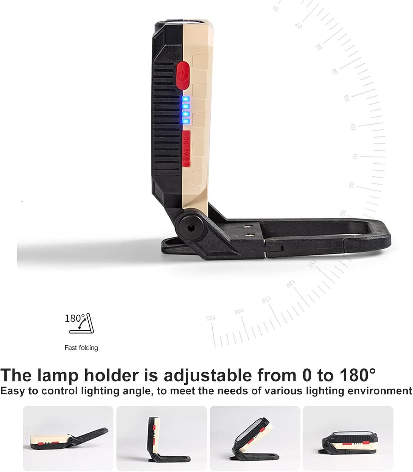 FLEXMAN LED Work Light, 1000LM Waterproof Foldable Adjustable Magnet Cordless COB Flood Lights, Mechanic Light with 3 Light Mode for Outdoor, Car Repair