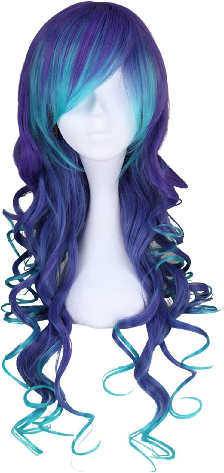 Women Girl Synthetic Long Curly Hair Unisex Adult Lolita Punk Cosplay Wig Halloween Party Hair (Mixed Color)