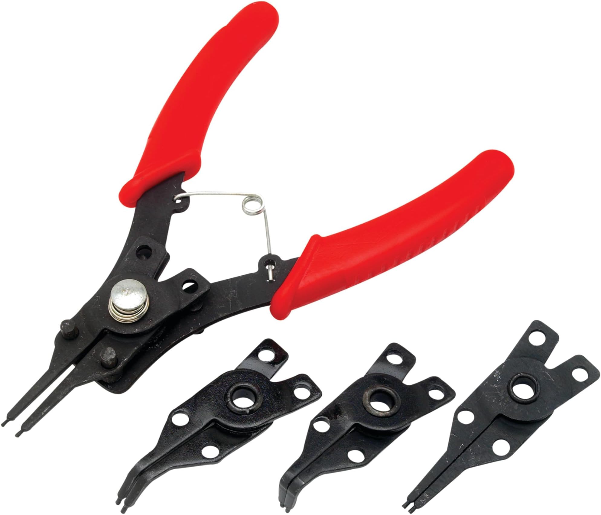 Performance Tool 1435 Interchangeable Head Snap Ring Pliers with Straight, 45 Degree and 90 Degree Angled Heads for Internal and External Use