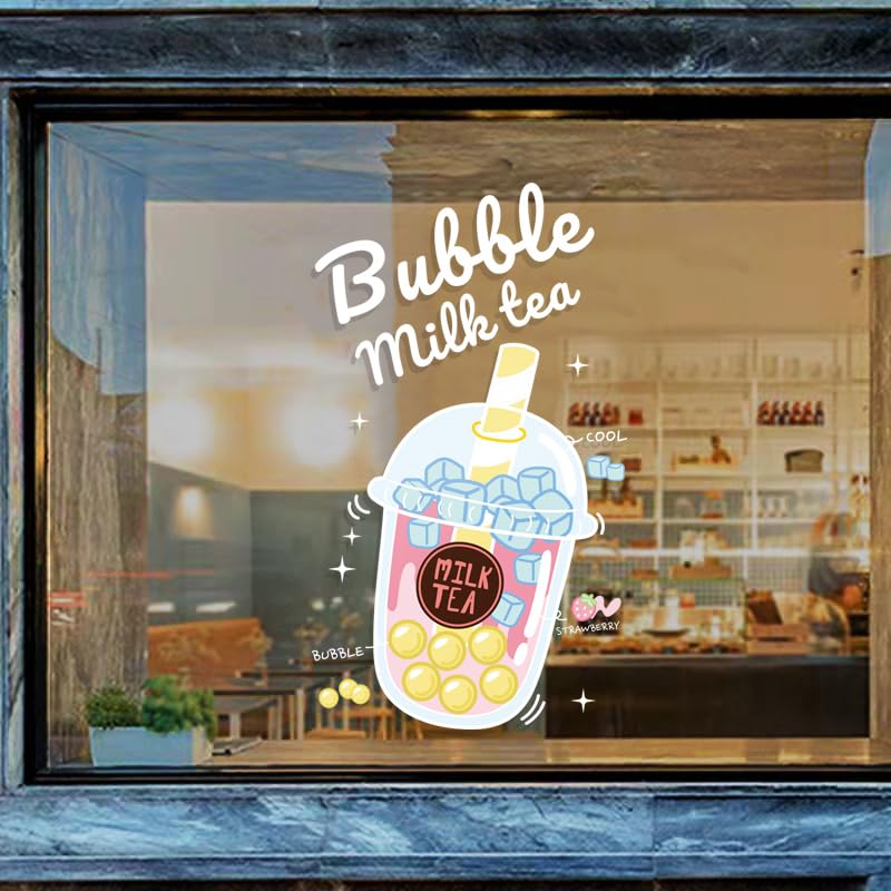 Svesoraco Bubble Tea Window Clings - Static Vinyl Cafe Decor Stickers
