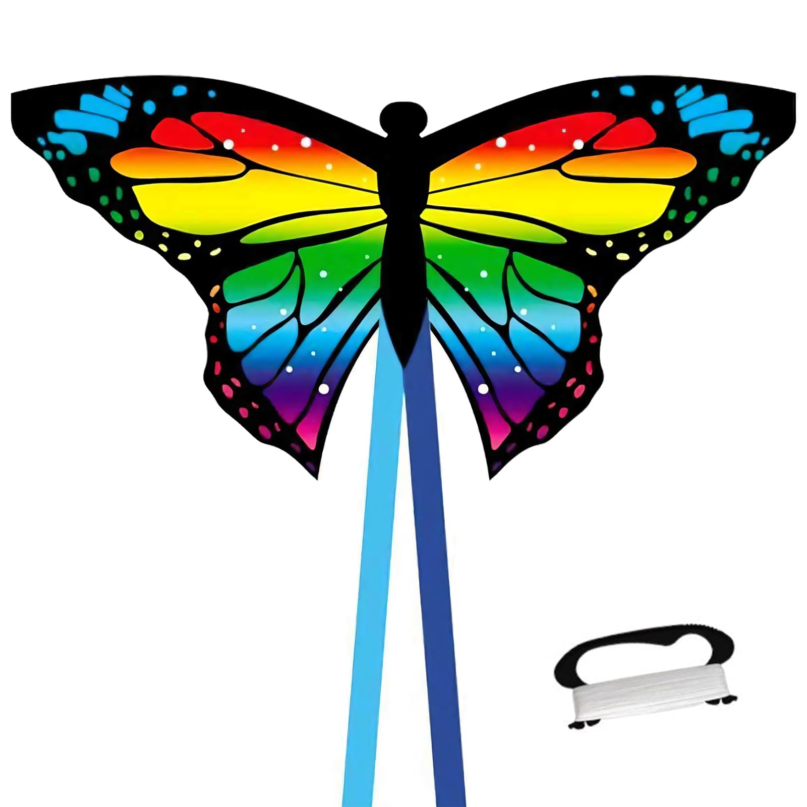 Butterfly Kites for Adults, Colorful Beach Kite with Long Tail Easy to Fly, Single Line Kites with Winding Handle, Large Beginner Kite for Park Outdoor Games Activities