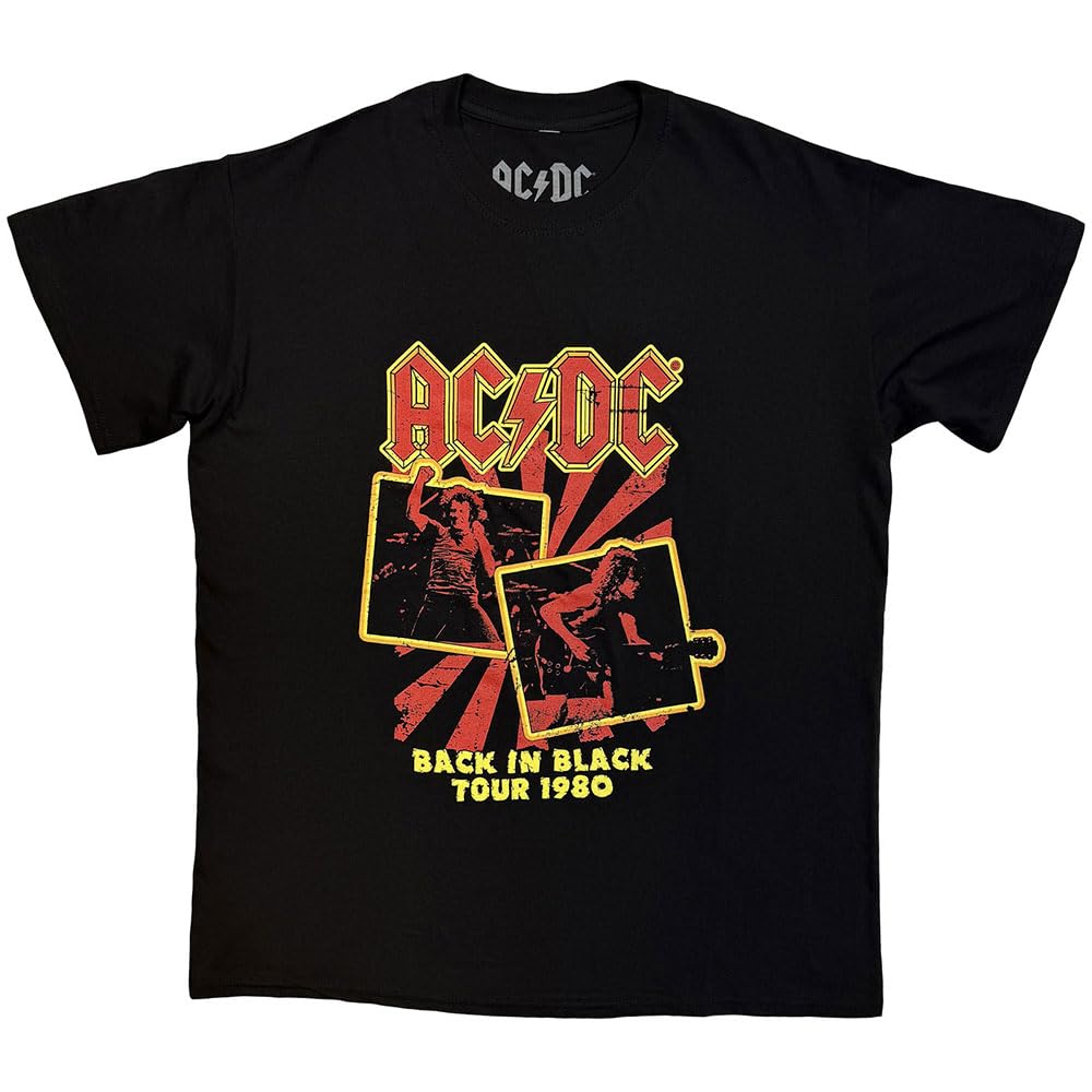 AC/DC Unisex T-Shirt: Back in Black Tour 1980 (Black) One Size