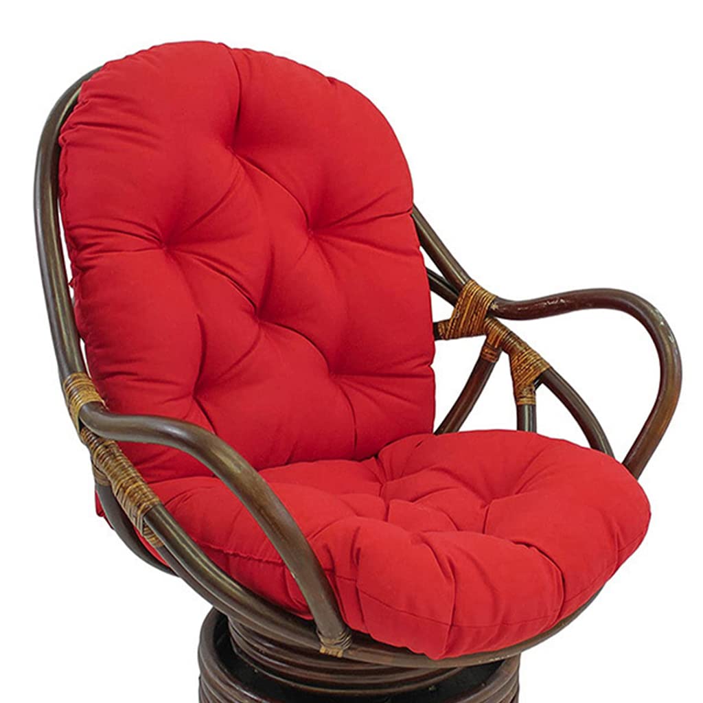 AMZCOM Solid Swivel Rocker Chair Cushion, Rocker Cushions Replacement Outdoor/Indoor, Soft Thicken Washable Solid Twill Swivel Rocker Chair Seat Cushion Pads for Patio Outdoor Egg Chair Cushion,Red