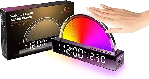 Reloj despertador de amanecer, luz de despertador con simulación de amanecer, lámpara de noche con control táctil para ayuda para dormir, reloj
