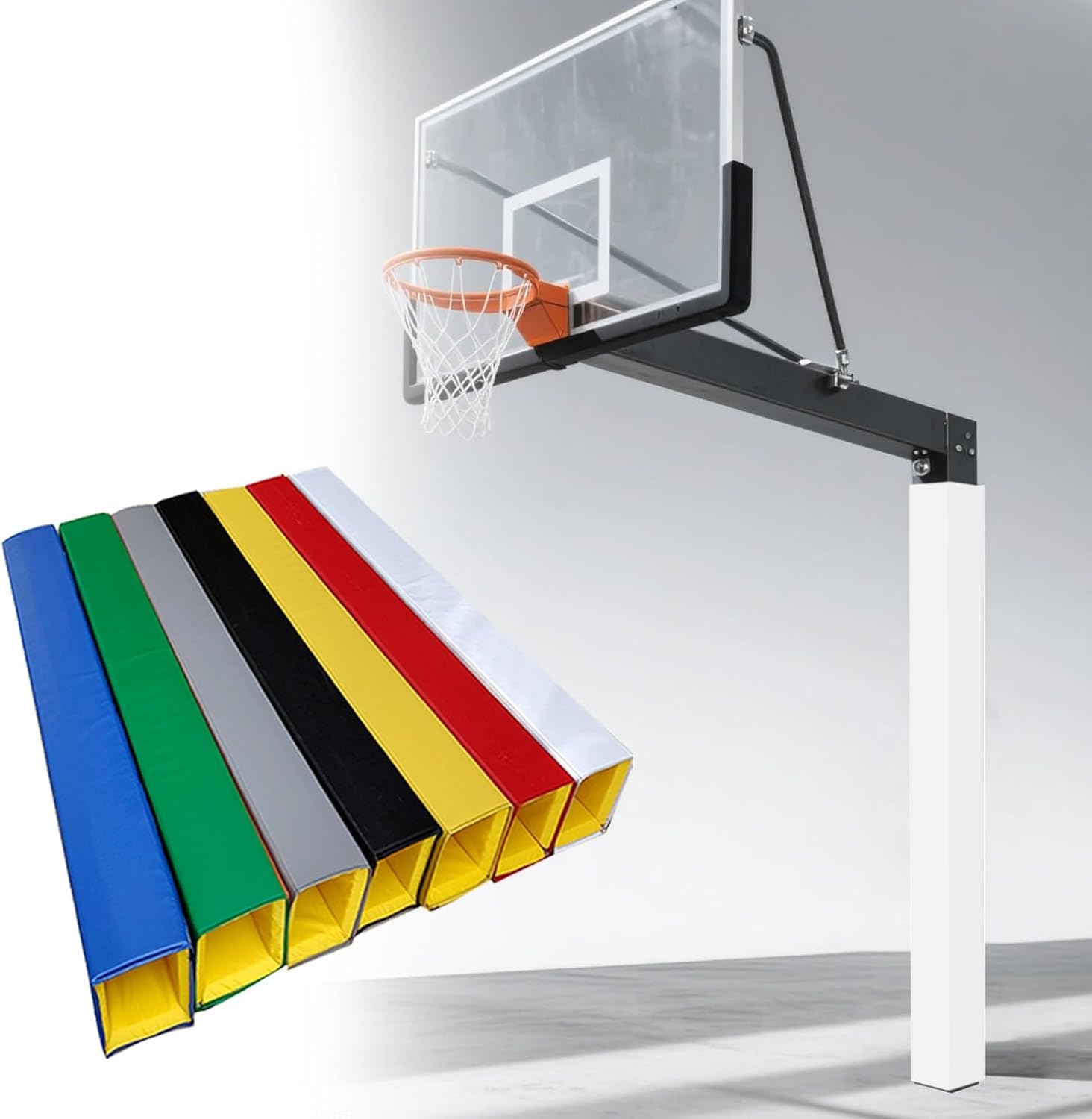 6ft Square Basketball Pole Pads, Basketball Pole Pad Hoop Pole Padding, Outdoor All-Weather Basketballs Hoop Protector, for Sports Field Garage Gym Playground Poles