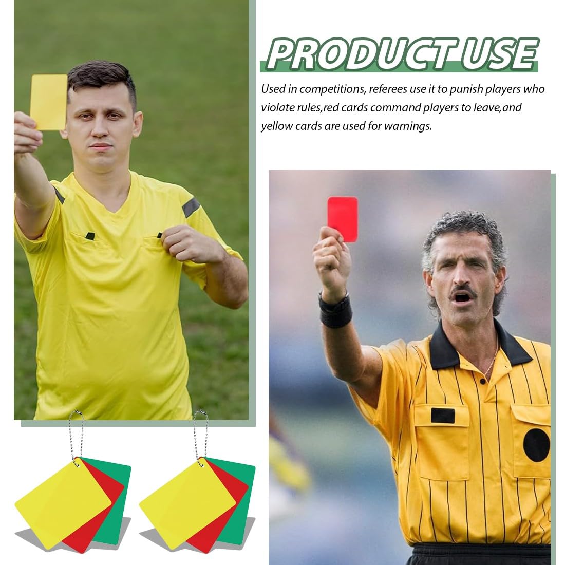 Carton Arbitre Football,3 Set de Carte Foot,Cartons de Pénalité D'arbitre Football Rouge Jaune Vert,Cartes Pénalité Portable pour Matchs,Entraînements,Sport