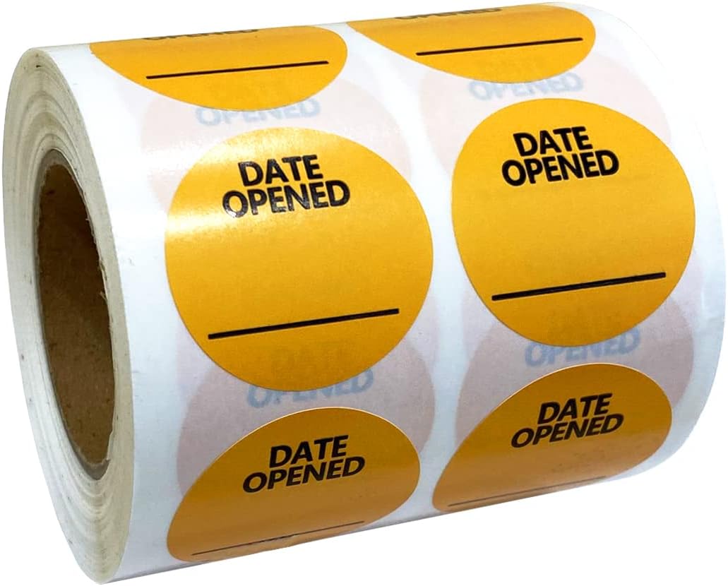 Date Opened Stickers,1.25 Inches Medication Instruction Labels,Permanent Paper Labels for Food Containers Kitchen Freezer Food Storage,1000 Pcs Per Roll