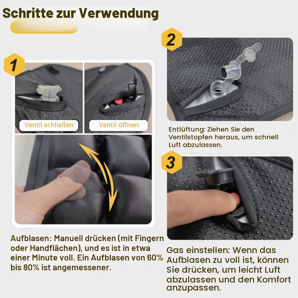Reise-Sitzkissen für Flugzeug, 3D-Luftzelle, aufblasbares Sitzkissen, selbstaufblasbares Bettwundkissen zur Druckentlastung des Pos