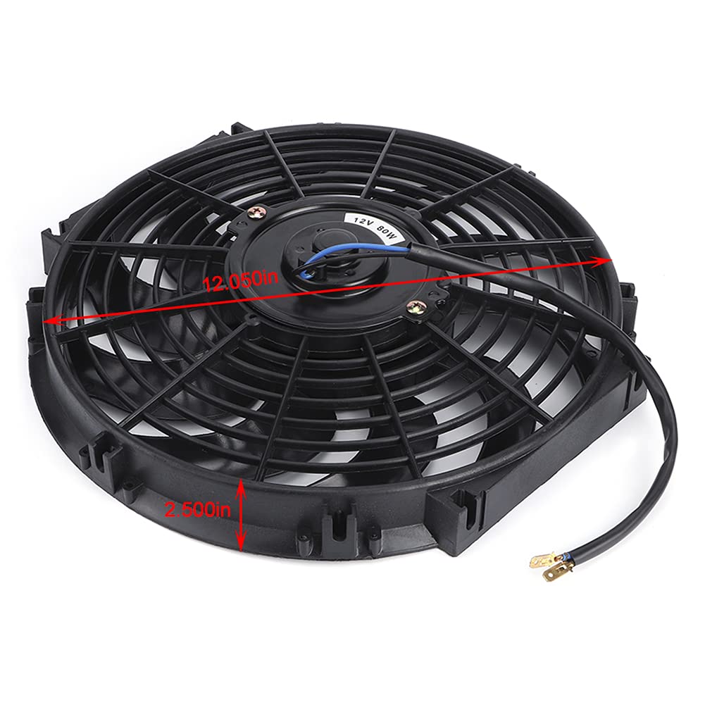 Ventola di Raffreddamento del Radiatore Sottile Universale da 12 Pollici Kit di Montaggio Termico Radiatore Elettrico Ad Alte Prestazioni Kit di Montaggio 12V 80W