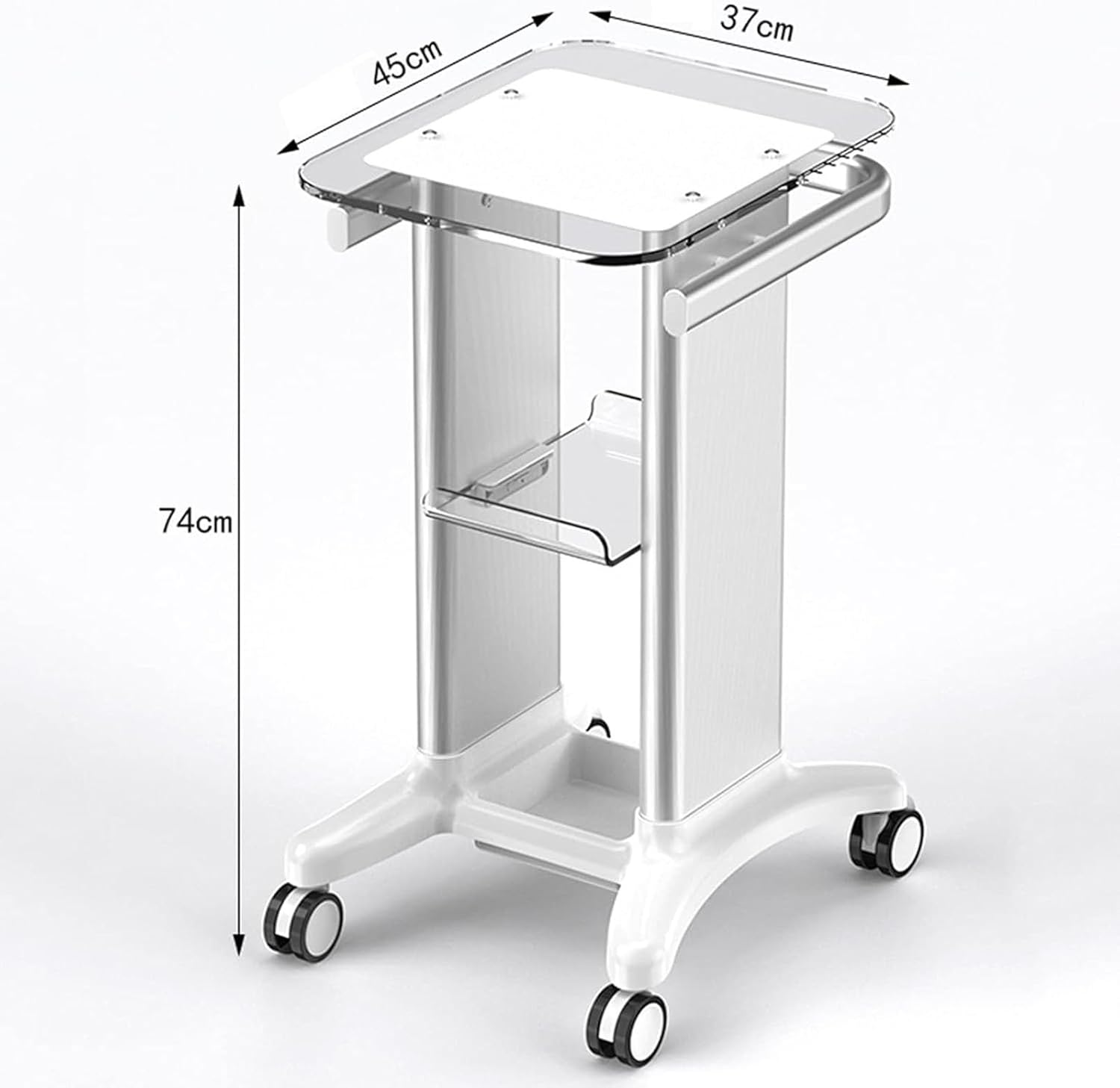 Equipment 4 Tiers Mobile Medical Cart, Acrylic Utility Cart on Wheels, Dental Lab Cart Utility Services, Pedestal Beauty Rolling Trolley Cart for Barber Shop, Salon, Spa, Clinics and