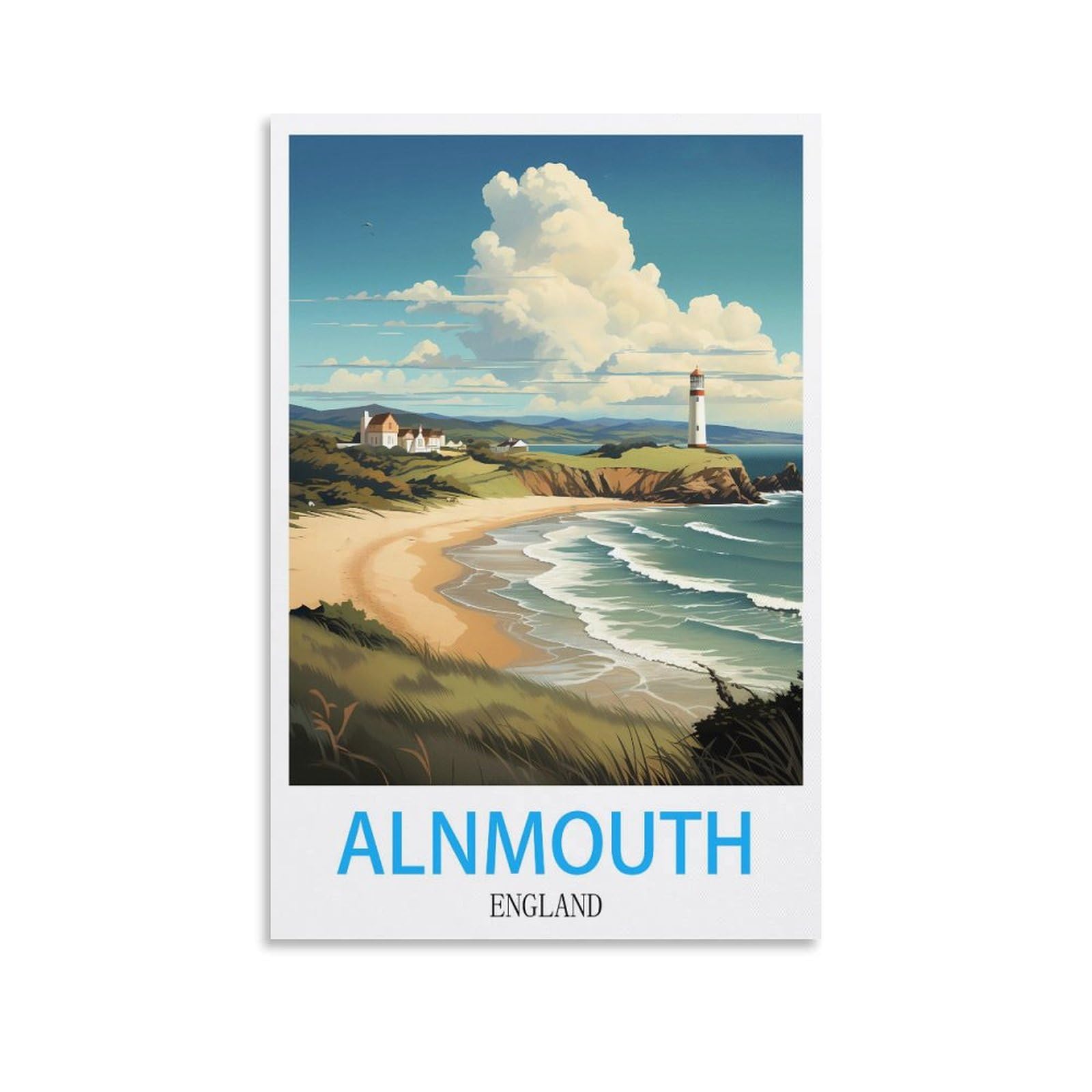 Vintage Metal Tin Sign for Cafe Alnmouth Englands Vintage Signs Home Kitchen Rustic Travel Metal Signs Wall Art Decor 30x30cm