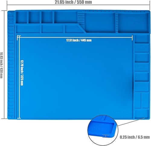 Miniatura 2 de Kaisi Alfombrilla de reparación grande, alfombrilla de soldadura de silicona, resistente al calor, alfombrilla de trabajo magnética de 932 F,