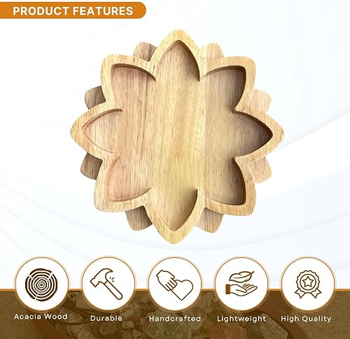 Miniatura 2 de Bandeja de cristal de loto de madera para piedras, muestra tus cristales y piedras curativas, soporte de cristal para exhibición de piedras, cuenco