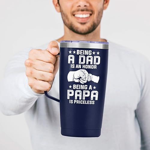 Miniatura 3 de SANDJEST Vaso para papá con asa, taza de viaje de café de 20 onzas, regalo para abuelos, abuelos, abuelos, abuelos, cumpleaños, regalos para el