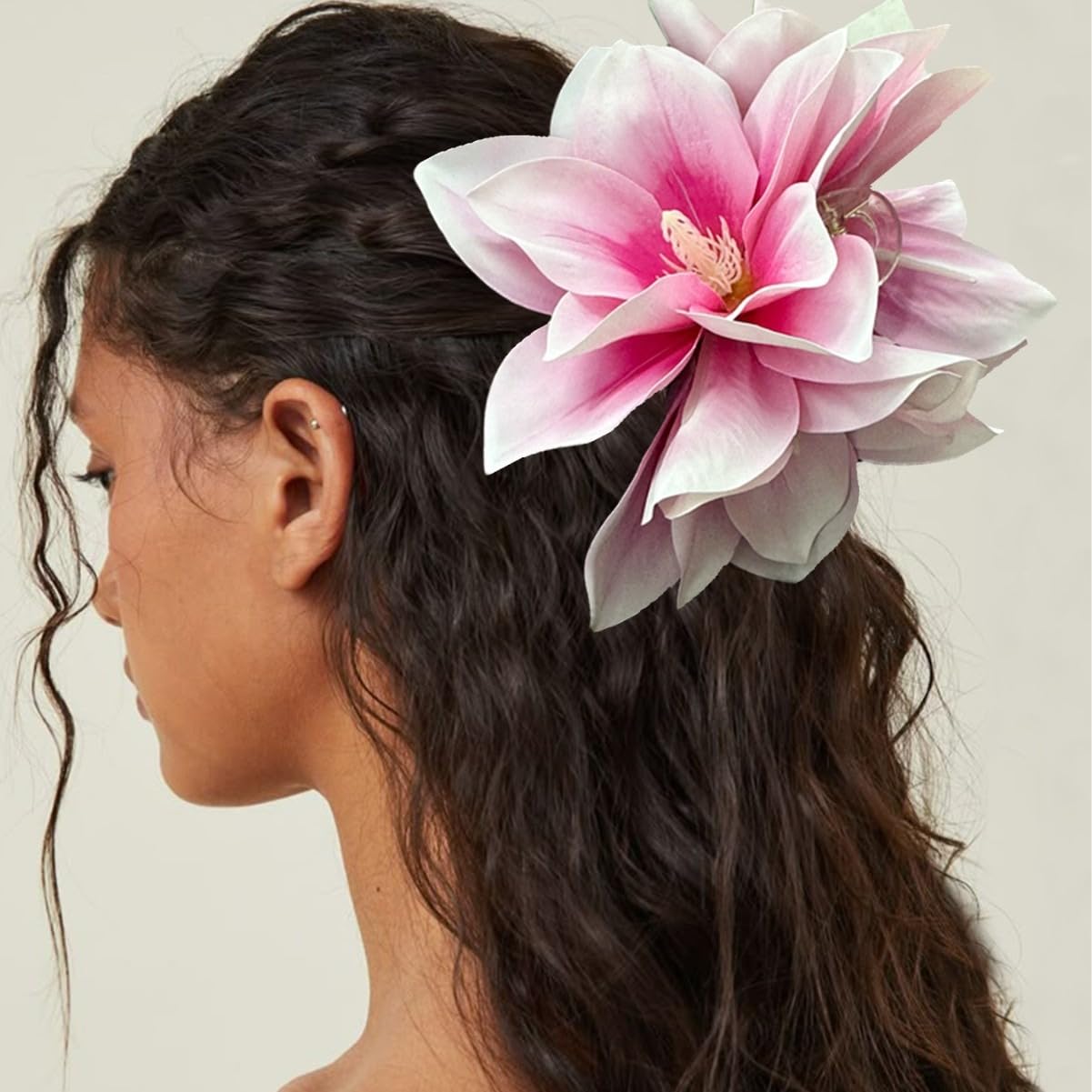Pinzas para el pelo con flores para cabello grueso, fuerte sujeción antideslizante, hawaiano, lindas pinzas grandes para cabello fino, accesorios para el cabello para mujeres y niñas, regalos de