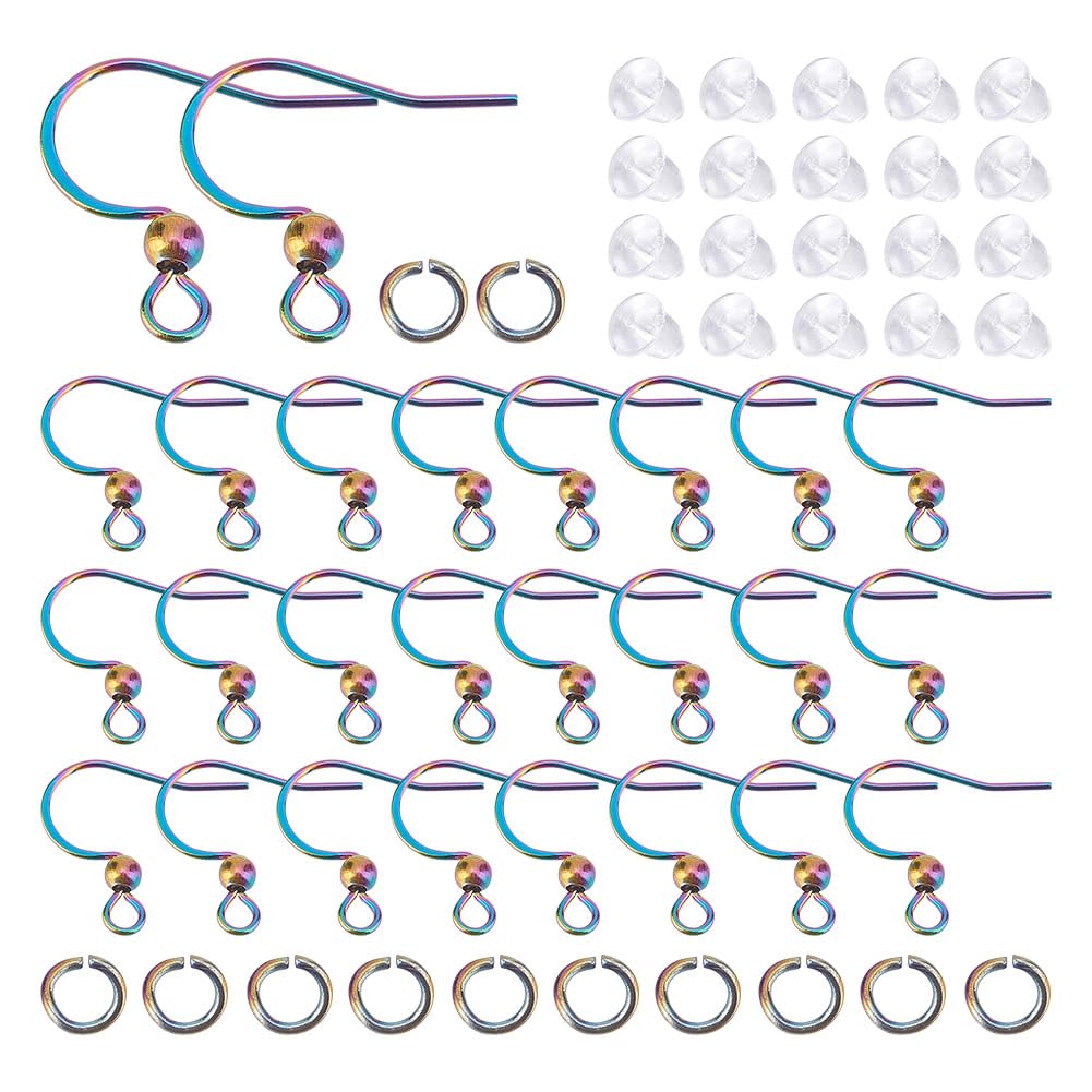 Ganchos para pendientes de acero inoxidable arricraft con anillos y tuercas, 150 uds