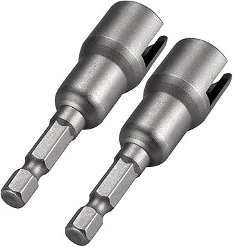 QWORK Wing Nut Driver, 2 Pack, Power Wing Nut Drill Bit Socket Tool with 1/4 Quick Connect Hex Shank, for Panel Wing Nuts, Screws Eye C Hook