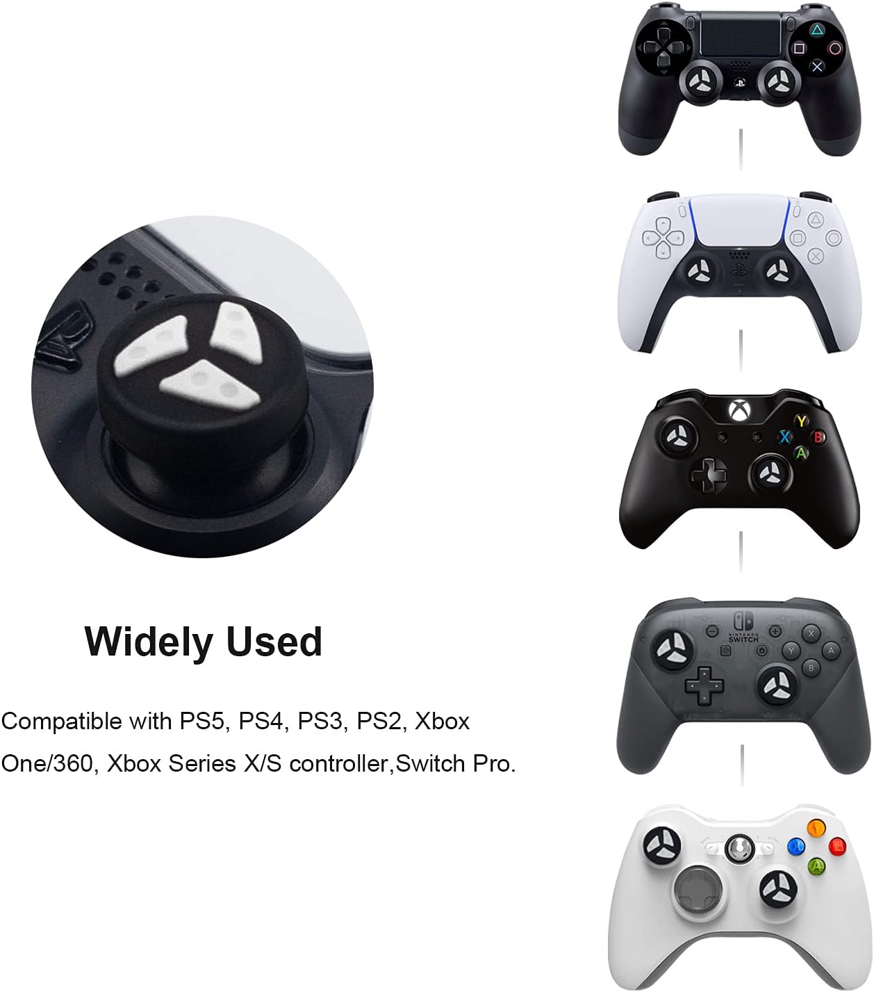 BRHE 8 Packs Thumb Grip Cap Soft Silicone Controller Analog Joystick Protective Cover Replacement Kits for PS5 PS4 PS3 PS2 Switch Pro Xbox One/360/Series X/S